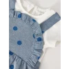 LCW baby Mavi Bisiklet Yaka Kısa Kollu Kız Bebek Tişört ve Salopet Elbise 2li Takım