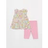 LCW baby Ekru Bisiklet Yaka Kız Bebek Bluz ve Şort 2li Takım