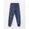 LCW Kids Lacivert Bisiklet Yaka Kadife Erkek Çocuk Pijama Takımı