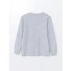 LCW Kids Gri Bisiklet Yaka Baskılı Uzun Kollu Erkek Çocuk Pijama Takımı