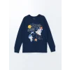 LCW Kids Lacivert Bisiklet Yaka Baskılı Uzun Kollu Erkek Çocuk Pijama Takımı