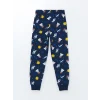 LCW Kids Lacivert Bisiklet Yaka Baskılı Uzun Kollu Erkek Çocuk Pijama Takımı