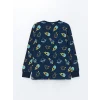 LCW Kids Lacivert Bisiklet Yaka Baskılı Uzun Kollu Erkek Çocuk Pijama Takımı