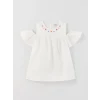 LCW Kids Ekru Bisiklet Yaka Baskılı Kısa Kollu Kız Çocuk Bluz
