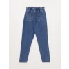 LCW Kids Mavi Beli Lastikli Yırtık Detaylı Kız Çocuk Jean Pantolon