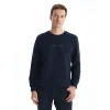 LCWAIKIKI Classic Lacivert Bisiklet Yaka Uzun Kollu Baskılı Erkek Sweatshirt