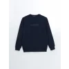 LCWAIKIKI Classic Lacivert Bisiklet Yaka Uzun Kollu Baskılı Erkek Sweatshirt