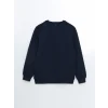 LCWAIKIKI Classic Lacivert Bisiklet Yaka Uzun Kollu Baskılı Erkek Sweatshirt