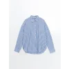 LCW Vision Mavi Çizgili Oversize Kadın Gömlek