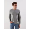 LCWAIKIKI Classic Gri Bisiklet Yaka Uzun Kollu Baskılı Erkek Sweatshirt