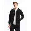 LCWAIKIKI Basic Siyah Kapüşonlu Uzun Kollu Erkek Fermuarlı Sweatshirt