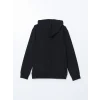 LCWAIKIKI Basic Siyah Kapüşonlu Uzun Kollu Erkek Fermuarlı Sweatshirt