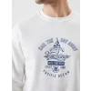 LCWAIKIKI Classic Ekru Bisiklet Yaka Baskılı Erkek Kalın Sweatshirt