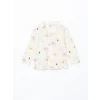 LCW Kids Ekru Gömlek Yaka Baskılı Kız Çocuk Pijama Takım