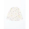 LCW Kids Ekru Gömlek Yaka Baskılı Kız Çocuk Pijama Takım
