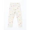 LCW Kids Ekru Gömlek Yaka Baskılı Kız Çocuk Pijama Takım