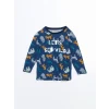 LCW Kids Lacivert Beli Lastikli Baskılı Erkek Çocuk Pijama Takım
