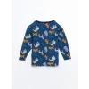 LCW Kids Lacivert Beli Lastikli Baskılı Erkek Çocuk Pijama Takım
