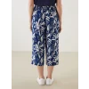 LCW Grace Lacivert Beli Lastikli Desenli Kadın Kapri
