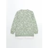 LCW Modest Yeşil Bisiklet Yaka Desenli Kadın Sweatshirt Tunik