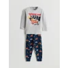 LCW Kids Gri Beli Lastikli Baskılı Erkek Çocuk Pijama Takım