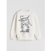 LCW Kids Ekru Bisiklet Yaka Erkek Çocuk Sweatshirt