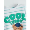 LCW Kids Beyaz Bisiklet Yaka Ayı Teddy Baskılı Erkek Çocuk Pijama Takımı