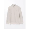 LCWAIKIKI Classic Bej Polo Yaka Uzun Kollu Erkek Sweatshirt