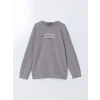 LCWAIKIKI Classic Gri Bisiklet Yaka Uzun Kollu Baskılı Erkek Sweatshirt