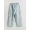 LCW Kids Indigo Beli Lastikli Erkek Çocuk Kargo Jean Pantolon