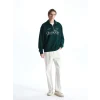 XSIDE Yeşil Dik Yaka Uzun Kollu Baskılı Erkek Sweatshirt