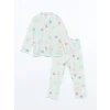 LCW Kids Yeşil Gömlek Yaka Kız Çocuk Pijama Takımı