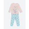 LCW Kids Pembe Bisiklet Yaka Baskılı Kız Çocuk Pijama Takımı