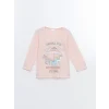 LCW Kids Pembe Bisiklet Yaka Baskılı Kız Çocuk Pijama Takımı
