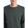 LCWAIKIKI Classic Yeşil Bisiklet Yaka Uzun Kollu Erkek Sweatshirt