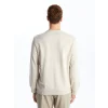 LCWAIKIKI Classic Bej Bisiklet Yaka Uzun Kollu Baskılı Erkek Sweatshirt