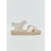LCW STEPS Ekru Çapraz Bantlı Kız Bebek Sandalet