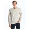 LCWAIKIKI Classic Bej Bisiklet Yaka Uzun Kollu Erkek Sweatshirt