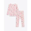 LCW Kids Pembe Bisiklet Yaka Çiçekli Kız Çocuk Pijama Takımı