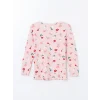 LCW Kids Pembe Bisiklet Yaka Çiçekli Kız Çocuk Pijama Takımı
