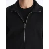 LCW Vision Siyah Dik Yaka Uzun Kollu Erkek Fermuarlı Sweatshirt