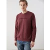LCWAIKIKI Classic Bordo Bisiklet Yaka Uzun Kollu Baskılı Erkek Sweatshirt