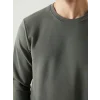 LCWAIKIKI Basic Haki Bisiklet Yaka Uzun Kollu Erkek Sweatshirt