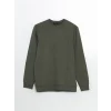 LCWAIKIKI Basic Haki Bisiklet Yaka Uzun Kollu Erkek Sweatshirt
