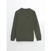 LCWAIKIKI Basic Haki Bisiklet Yaka Uzun Kollu Erkek Sweatshirt