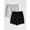 LCW Kids Siyah Beli Lastikli Kız Çocuk Şort 2li