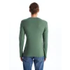 LCWAIKIKI Basic Yeşil Bisiklet Yaka Uzun Kollu Penye Erkek Tişört