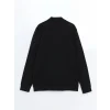 LCWAIKIKI Classic Siyah Dik Yaka Uzun Kollu Erkek Fermuarlı Sweatshirt