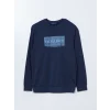 LCWAIKIKI Classic Lacivert Bisiklet Yaka Uzun Kollu Baskılı Erkek Sweatshirt