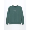 LCWAIKIKI Classic Yeşil Bisiklet Yaka Uzun Kollu Baskılı Erkek Sweatshirt
